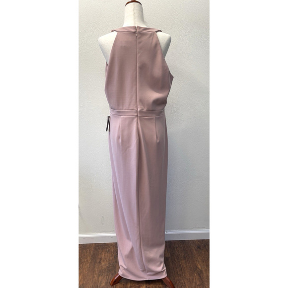 Xscape Maxi Dress Gown Womens 16 Pink Crepe Tulip Hem Prom Bridesmaid MOB NWT - Picture 3 of 8
